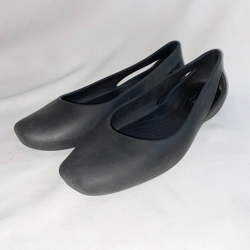 Crocs Serena Flat Black Womens Shoes 205873 Cut Out Ballet‎ Flats Size W9